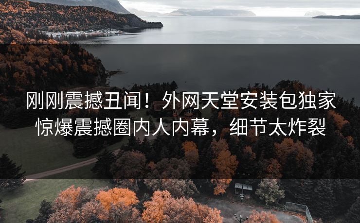 刚刚震撼丑闻！外网天堂安装包独家惊爆震撼圈内人内幕，细节太炸裂