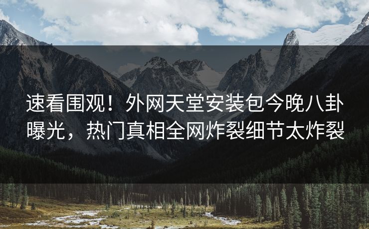 速看围观！外网天堂安装包今晚八卦曝光，热门真相全网炸裂细节太炸裂