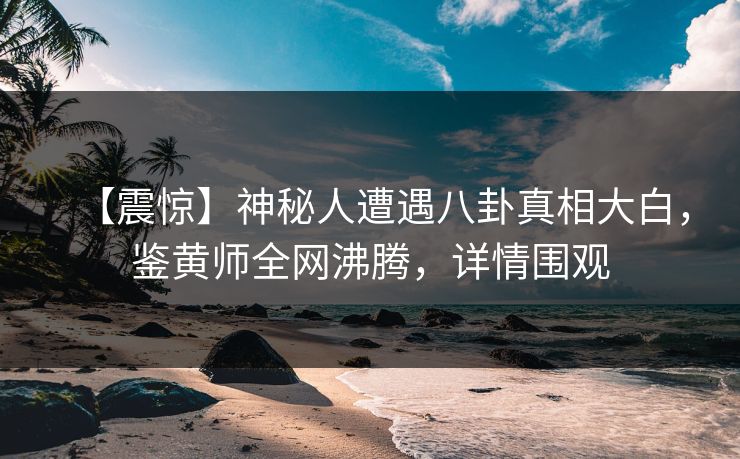 【震惊】神秘人遭遇八卦真相大白，鉴黄师全网沸腾，详情围观