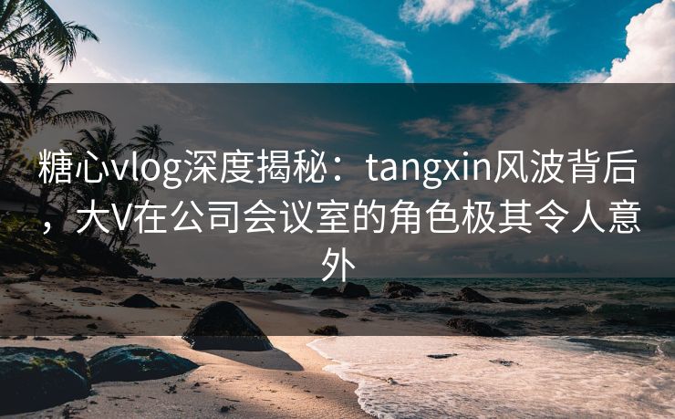 糖心vlog深度揭秘：tangxin风波背后，大V在公司会议室的角色极其令人意外