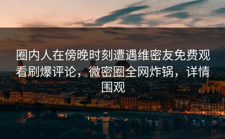 圈内人在傍晚时刻遭遇维密友免费观看刷爆评论，微密圈全网炸锅，详情围观