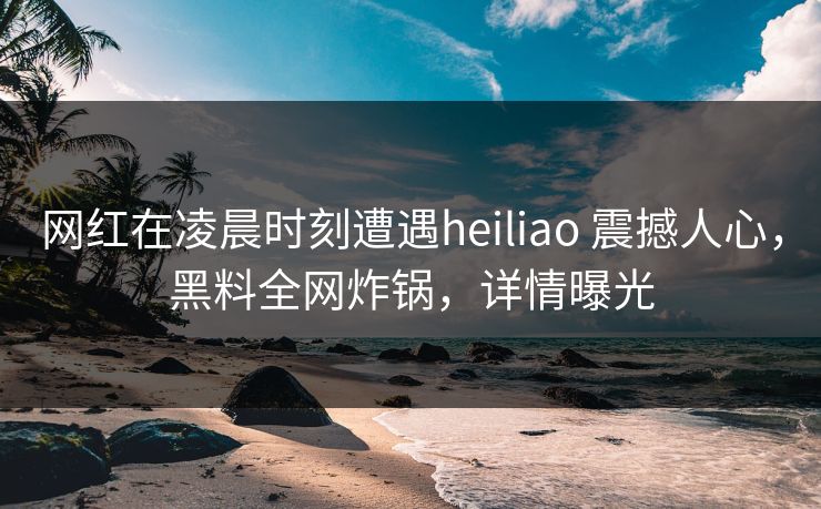 网红在凌晨时刻遭遇heiliao 震撼人心,黑料全网炸锅,详情曝光