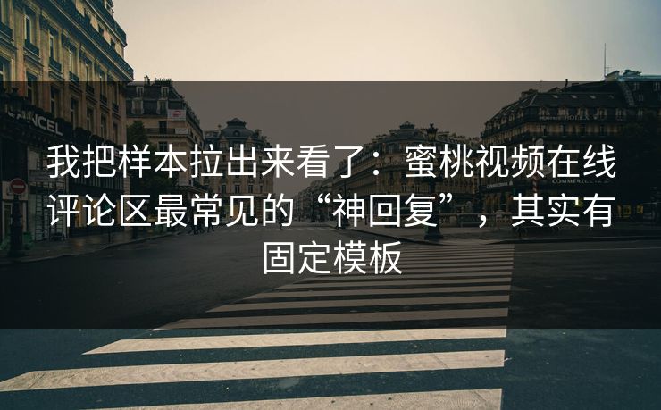 我把样本拉出来看了:蜜桃视频在线评论区最常见的“神回复”,其实有固定模板 我把样本拉出来看了:蜜桃视频在线评论区最常见的“神回复”,其实有固定模板